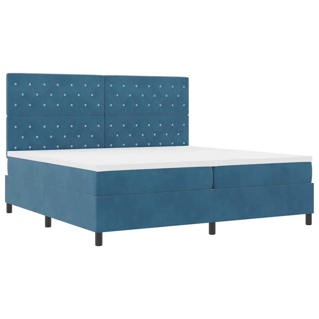 Letto a Sorgente LED Blu Scuro 200 x 200 cm Velluto 3343272