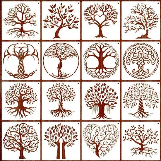 Stencili per disegno - 16 pezzi stencil per pittura riutilizzabile per artigianato, parete, stencili per bambini per legno, roccia, tela, DIY, scrapbooking, diario, decorazione domestica