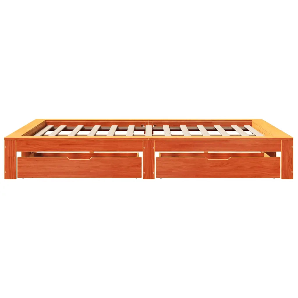 Letto senza Materasso Marrone Cera 140x190 cm in Legno di Pino 3309013