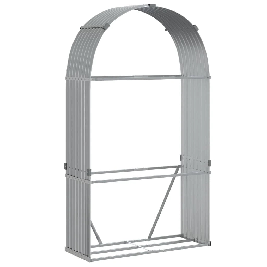 Portalegna chiaro 120 x 45 x 210 cm acciaio zincato grigio 02_0043809