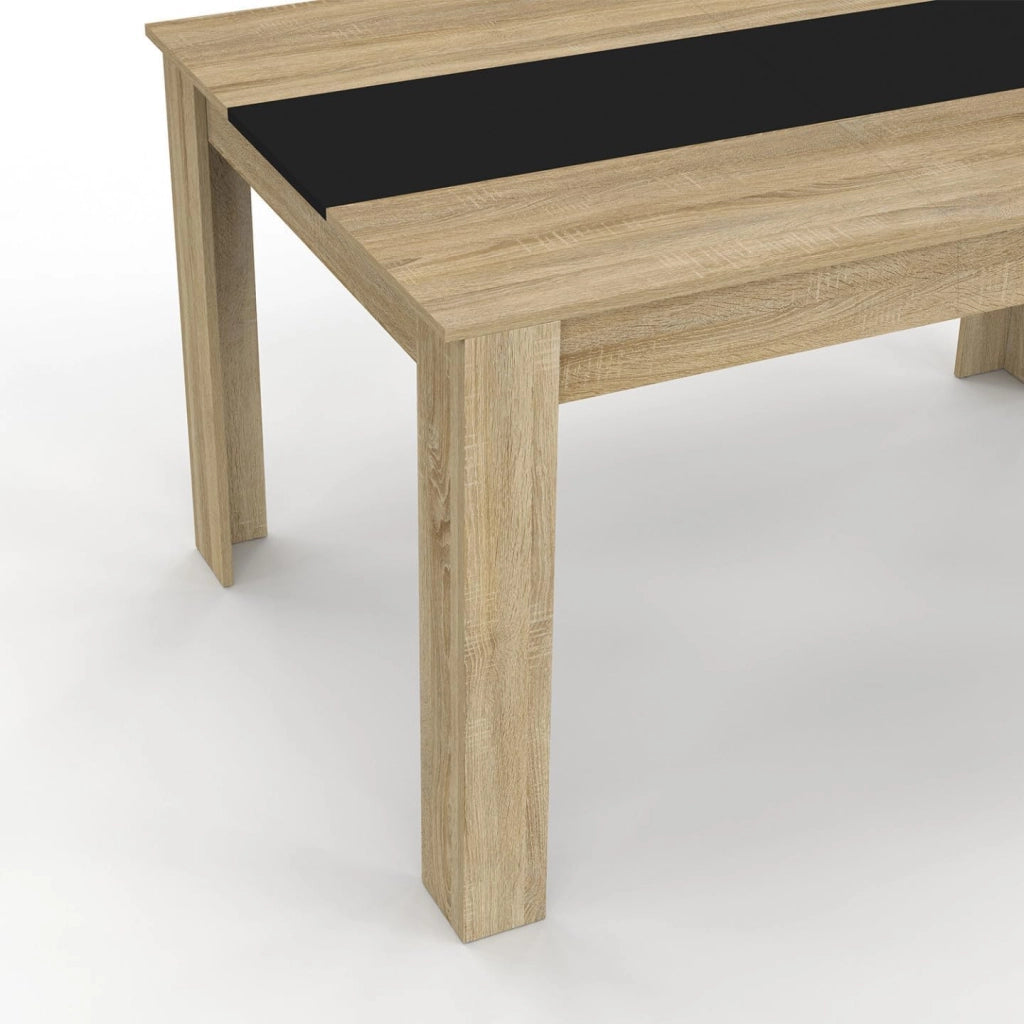 Tavolo da pranzo rettangolare GEORGIA a 6 posti in simil-faggio e nero 140 x 80 cm