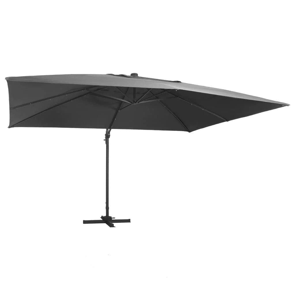 Ombrellone a braccio e luci LED alluminio 400 x 300 cm antracite 02_0008546