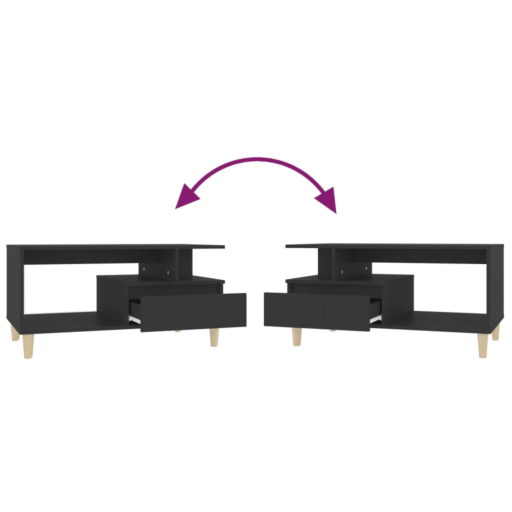 Tavolino da Salotto Nero 90x49x45 cm in Legno Multistrato