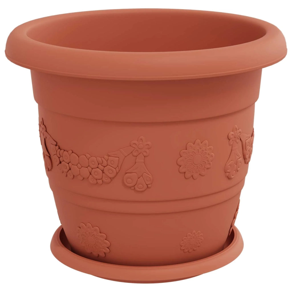 Set di 24 pratici vasi cilindrici per piante design moderno adatti per interni ed esterni 26 x 21,5 cm plastica rosso mattone 02_0056123