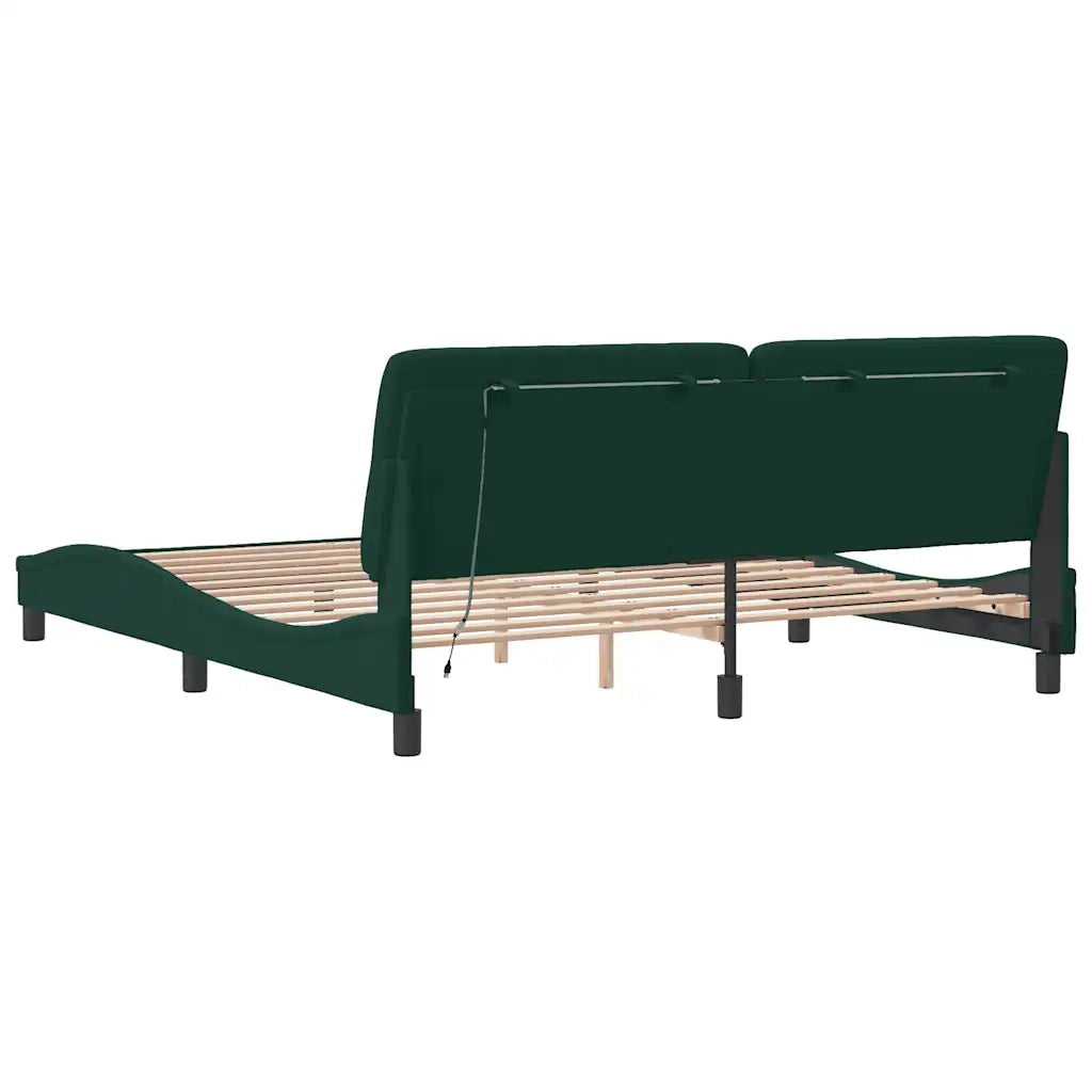 Giroletto con LED senza Materasso Verde Scuro 180x200 cm in Velluto 3213870
