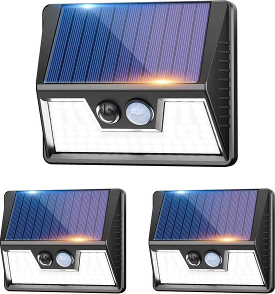 Lampada solare per esterno con sensore di movimento - 3 pezzi, Economizzatore di energia, Super luminoso, IP65 Impermeabile