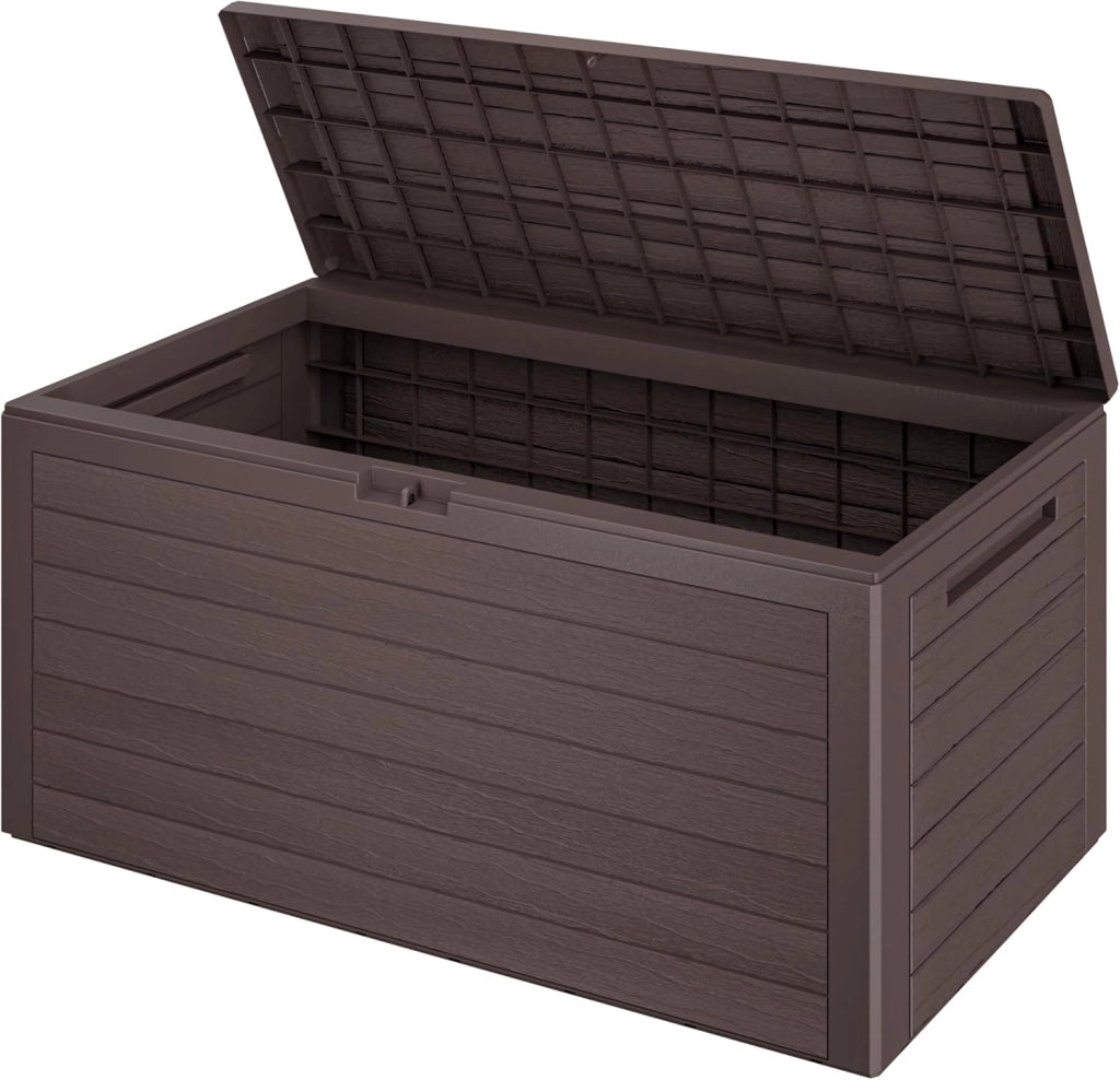 ® Baule da Giardino XXL 280L Effetto Legno Cassapanca Richiudibile 116x43x55cm Box Multibox Contenitore Cuscini