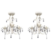 Lampadari con Pendenti in Cristallo 2 pz Bianco Elegante  cod mxl 52979