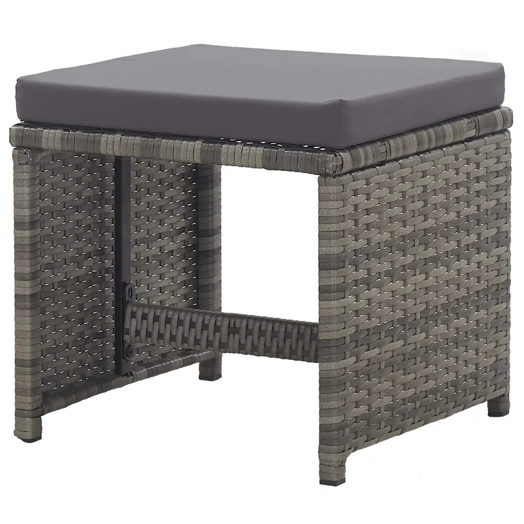 Sgabelli da Giardino 2 pz con Cuscini in Polyrattan Antracite cod mxl 22919