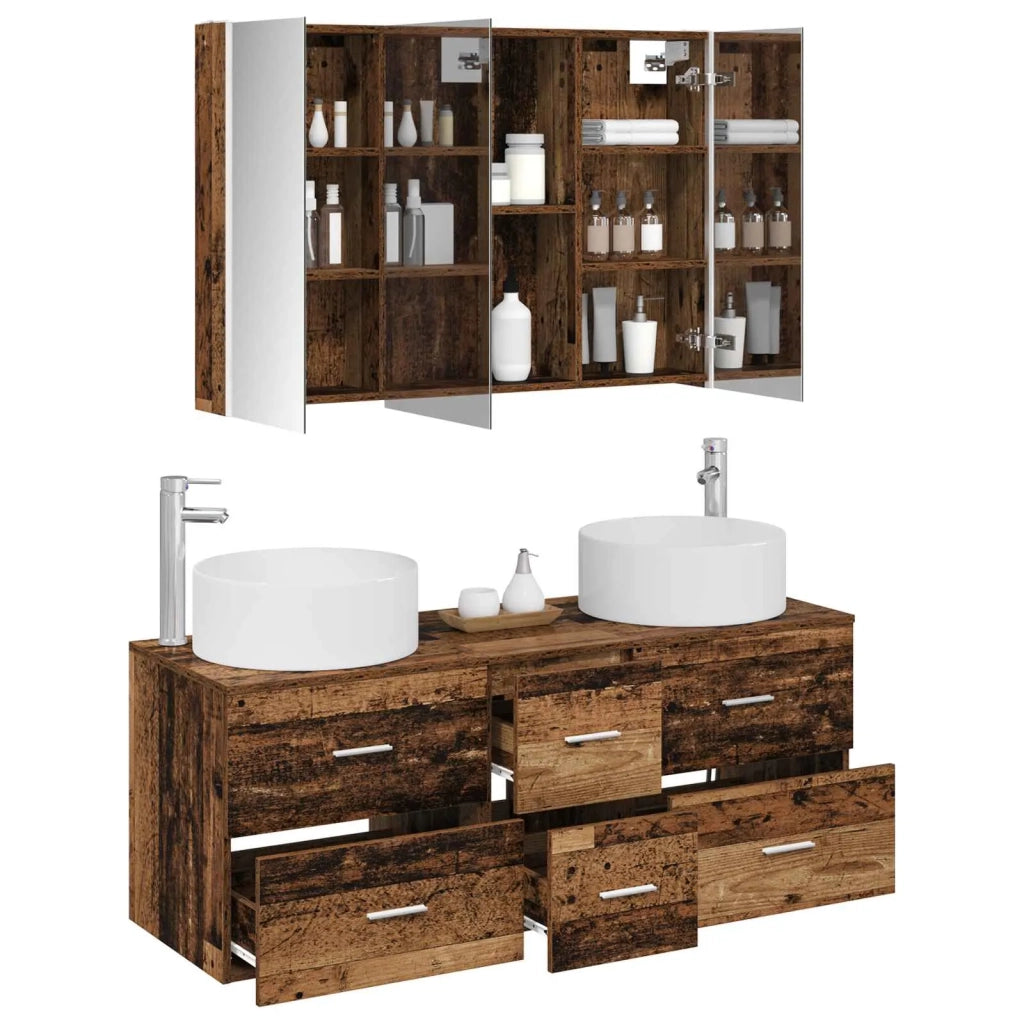 Set di mobili per il bagno 4 pcs Legno antico 3407109