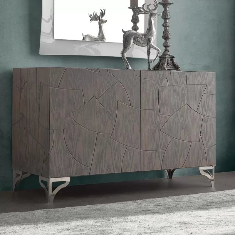 Madia 2 ante contemporanea legno massello gambe acciaio 120x45x73 (300) - Mobili 2G