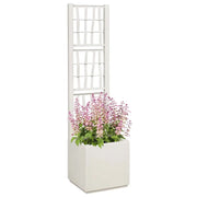 Fioriere | Cassetta per fiori | Vaso da Giardino con Trellis Bianco 36 x 36 x 140 cm PP