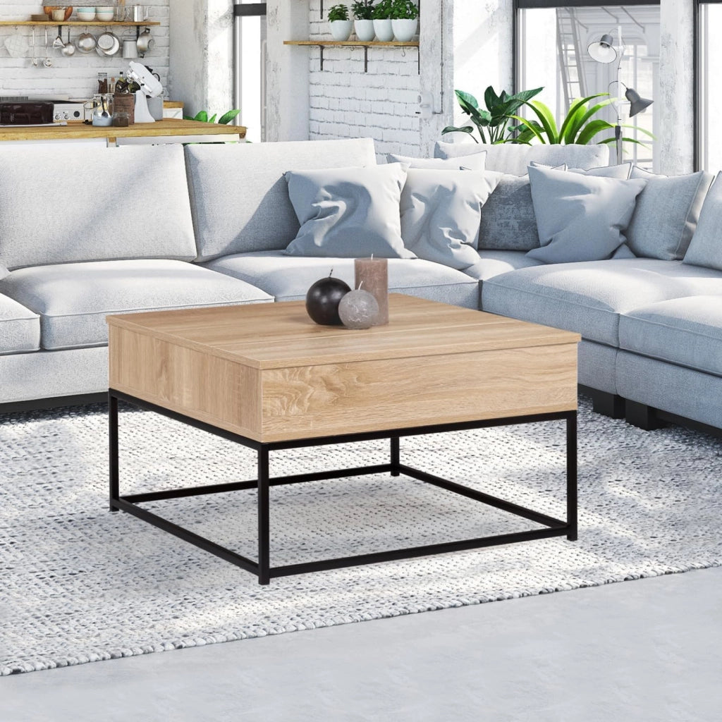 Tavolino quadrato con piano sollevabile DETROIT design industriale
