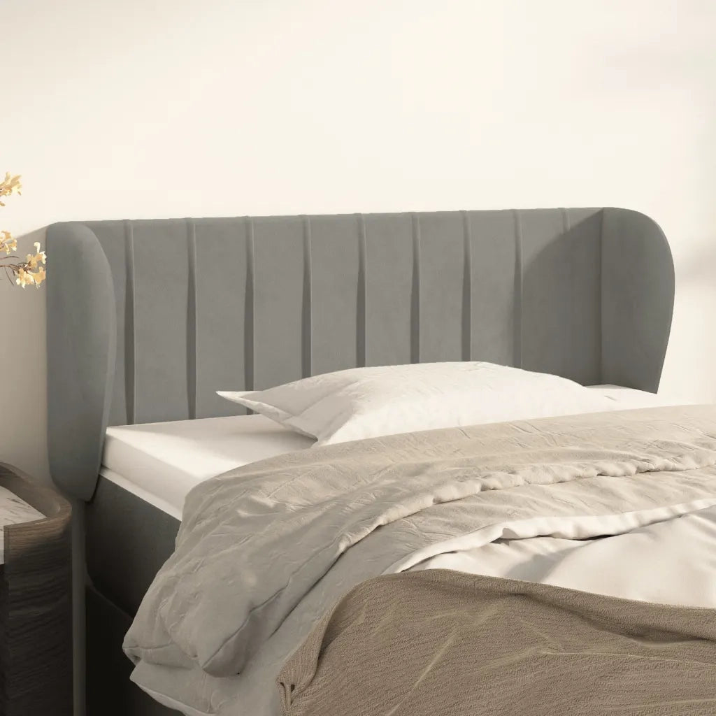 Testiera ad Orecchio-Testata con Orecchie Grigio Chiaro 93x23x78/88 cm in Velluto 447540