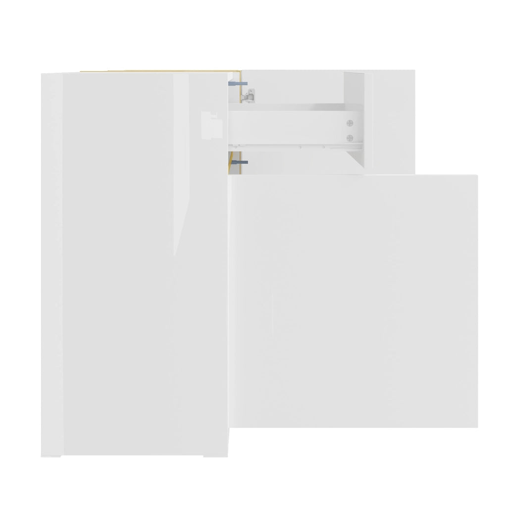 Credenza Moderna ¨C Xylo ¨C Bianco Lucido, 3 Ante, 2 Cassetti