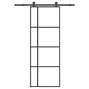 Porta Scorrevole con Ferramenta 76x205cm Vetro ESG Alluminio