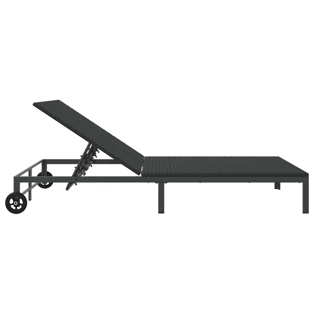 Lettino da Lettino sole | Sdraio da giardino | Lettino da sole Nero 206 x 115 x 75 cm polyrattan