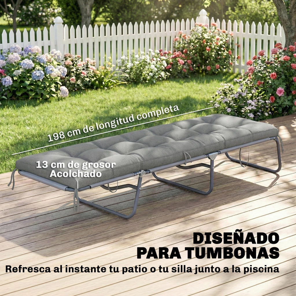 Cuscino per Banco Esterno con Cinghie ¨C zephmum ¨C Grigio 198x65x13 cm