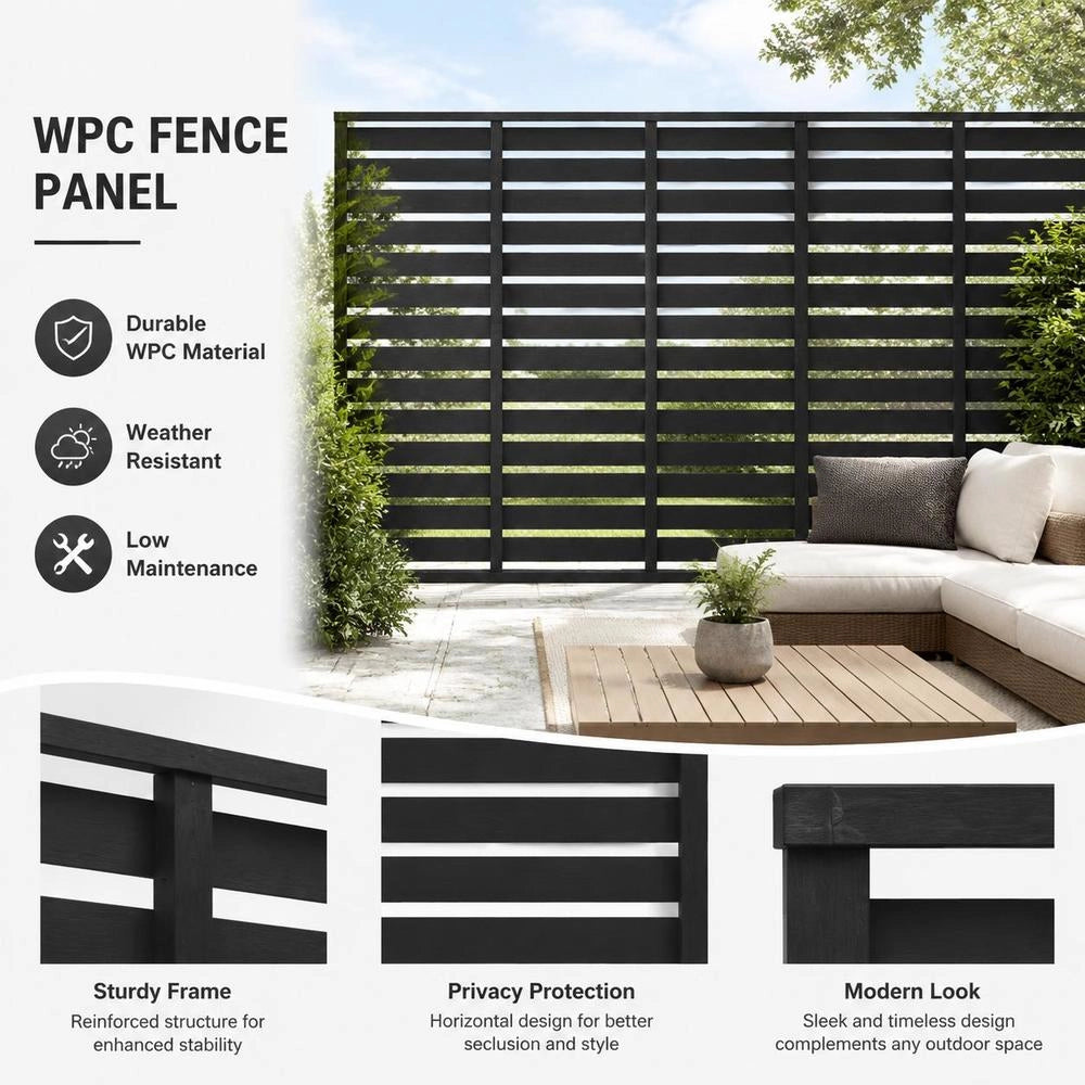 Fence Element WPC 180x180 Cm Black