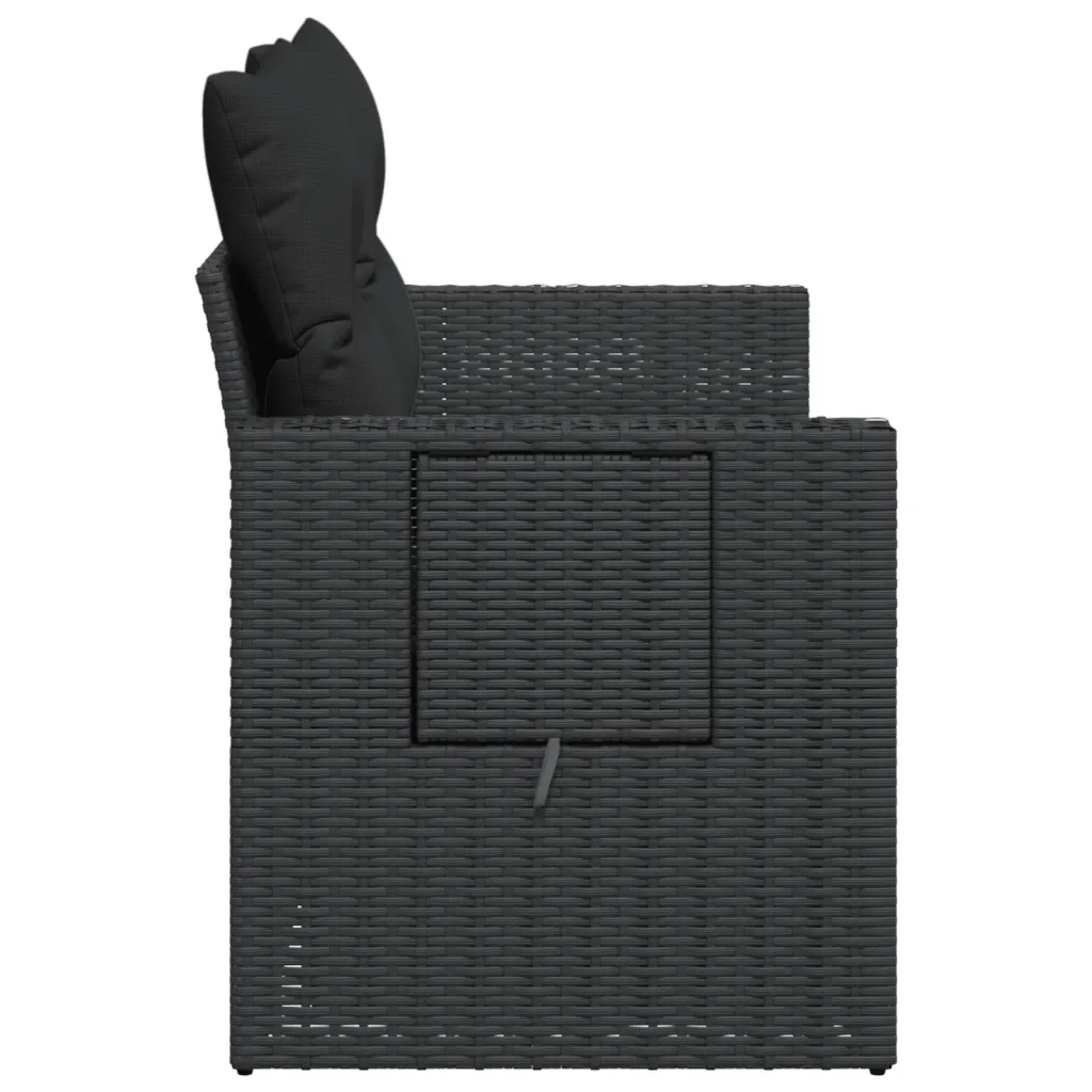 Divano da Giardino con Cuscini a 2 Posti-Sofa da Giardino-Divano da esterno Nero in Polyrattan 727054