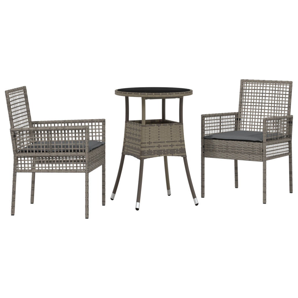 Set da pranzo da giardino 3 pezzi Grigio in rattan sintetico