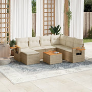 Set Divano da Giardino 8 pz con Cuscini Beige in Polyrattan 3259454