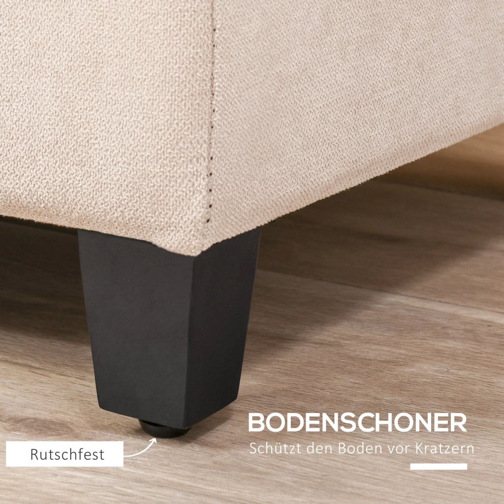 Divano letto imbottito con contenitore e braccioli ¨C Minimal ¨C Beige 125x49x41.5 cm