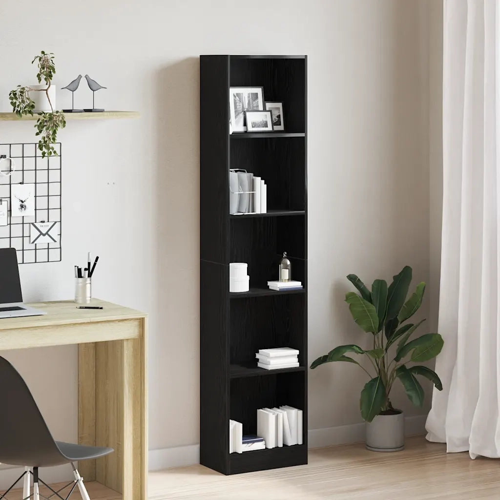 Libreria Rovere Nero 40x24x176 cm in Legno Multistrato