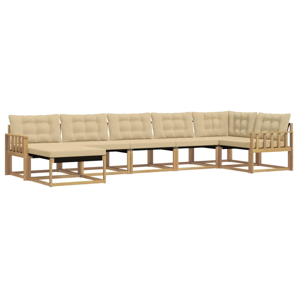 Set di divani da esterno con cuscino 7 pcs Bianco e Beige