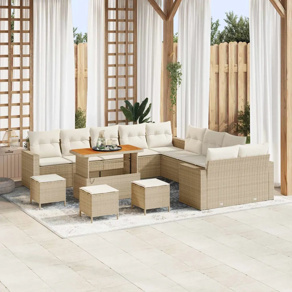 Set Divano da Giardino 18 pcs Beige e Crema polyrattan 3363631