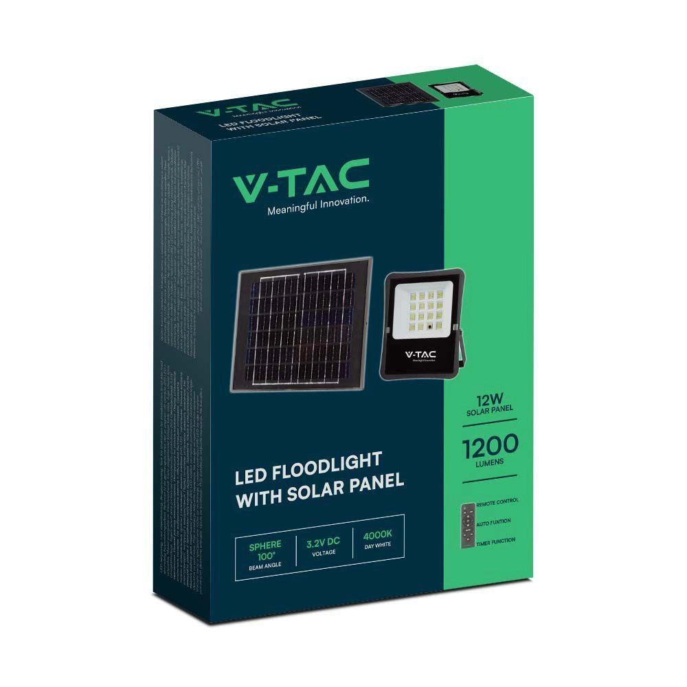 Faro LED solare V-TAC 12W 4000K 1200lm IP65/telecom.