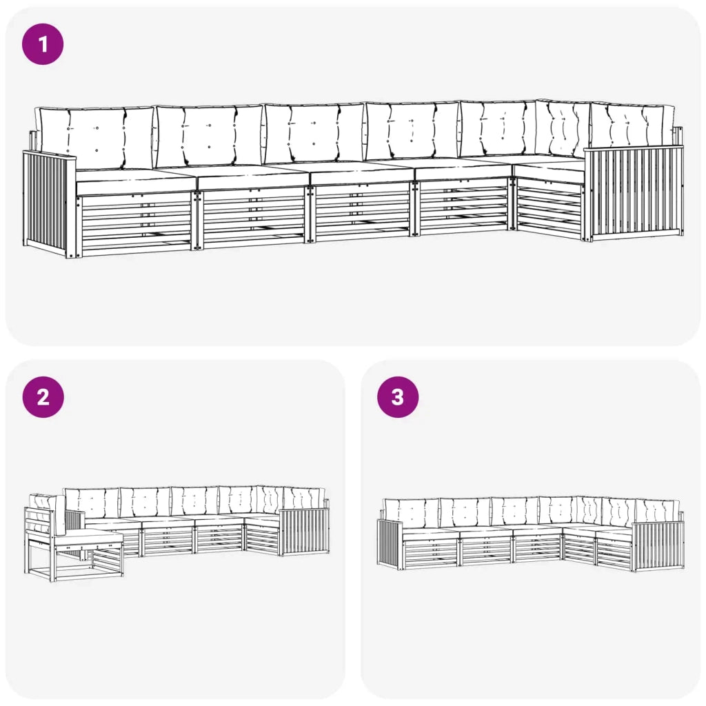 Set di divani da esterno con cuscino 6 pcs Naturale e Crema 3373535