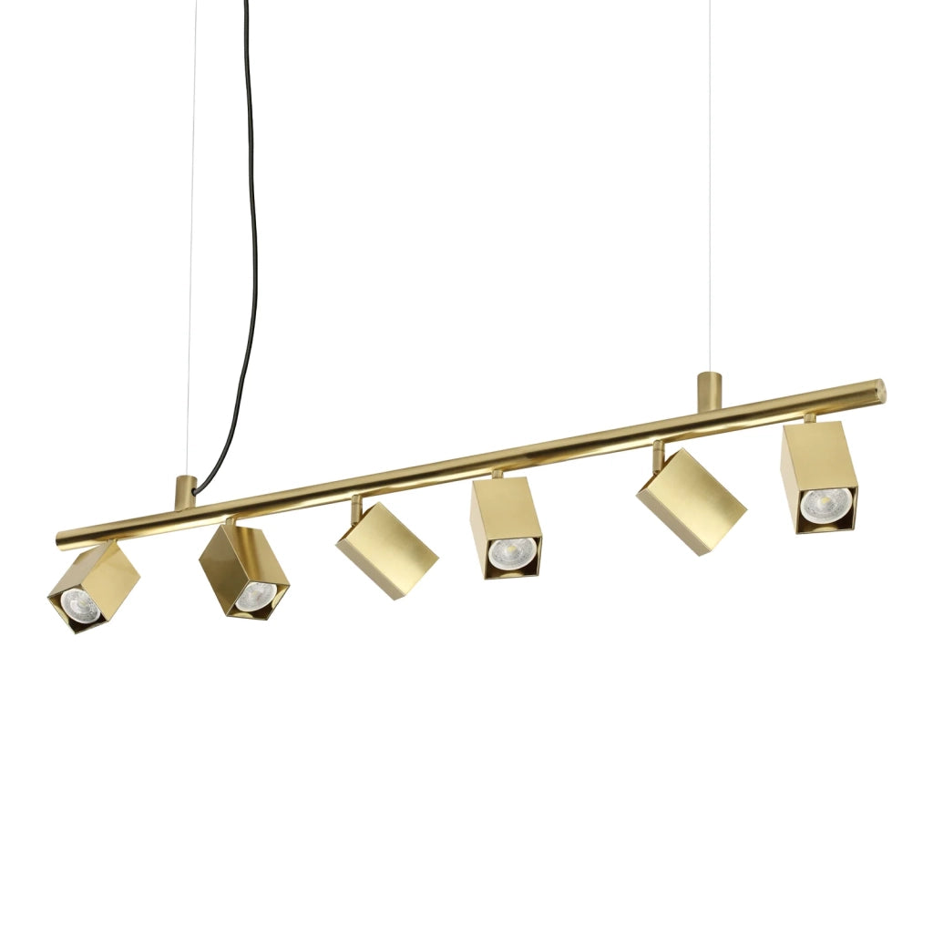 Lampada A Sospensione DYNAMITE 6 Luci GU10 Ottone Altezza Regolabile Ideal Lux