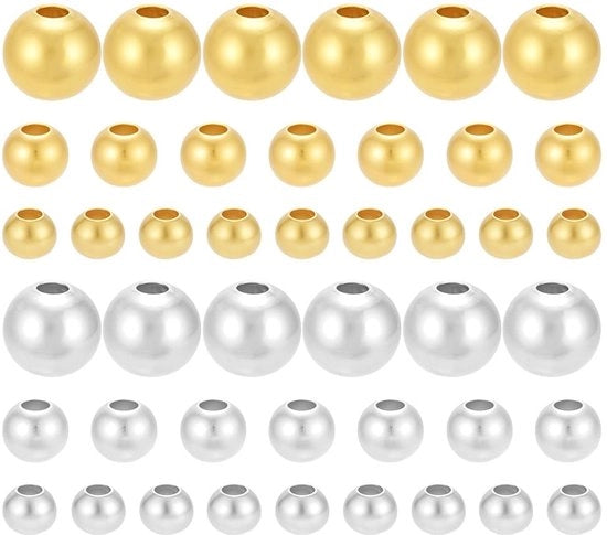 Kralen 60 Stuks - 925 Sterlina - Ronde Spacer Kralen - Diametri 2mm/3mm/4mm - Per Creare Gioielli - Materiali Ottimali