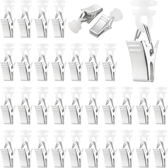 Clip e ganci per tende - Adatti a traverse per tende - 60 pezzi