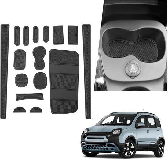 Materassini in gomma per freno Antislip compatibili con FIAT Panda Hybrid City Cross 2021-2024 (Soltanto per freno a mano), Materassini in gomma per auto, Antislip, Scatola di conservazione per Antislipmattone