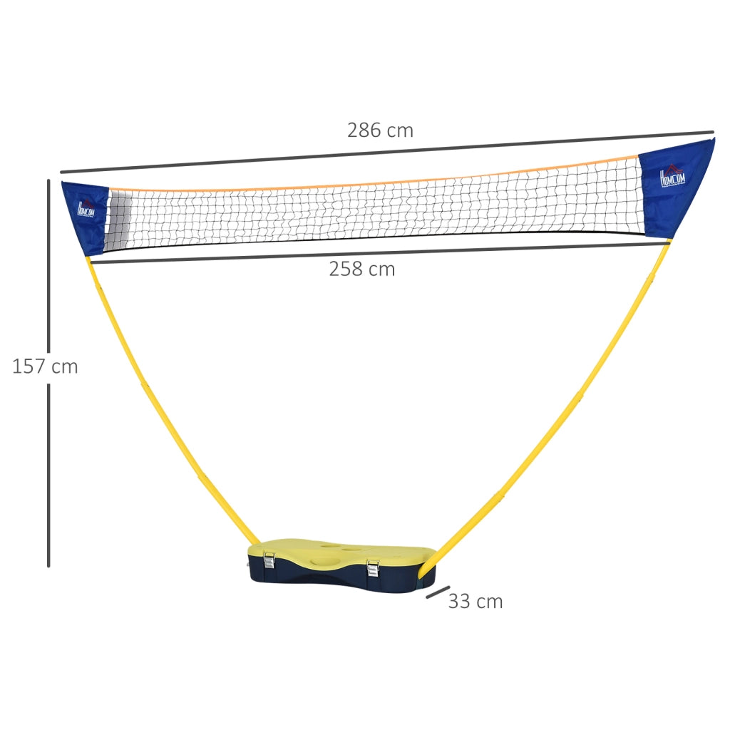 Rete da badminton con supporto, supporto portatile per rete da badminton, include 4 racchette da badminton, giallo e blu