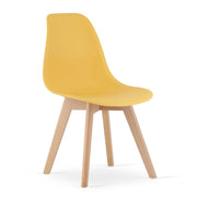 Sedia di design Kito senape con gambe in legno di faggio