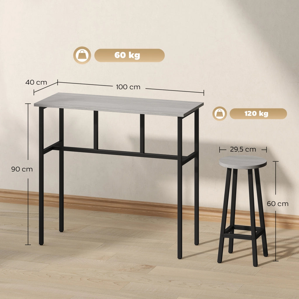 Tavolo da bar con sgabelli ¨C zephmum ¨C Grigio e nero, 6 pezzi