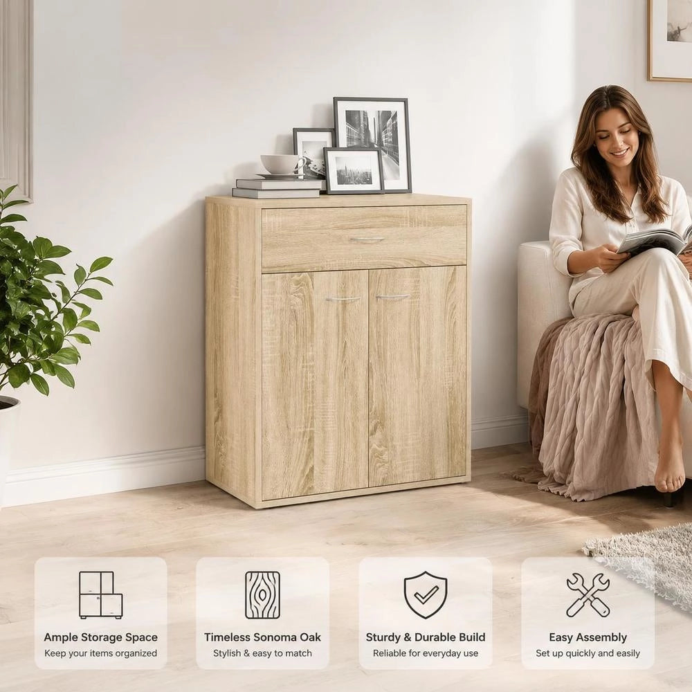 Sideboard Sonoma Oak 60x30x75 Cm Wood Material