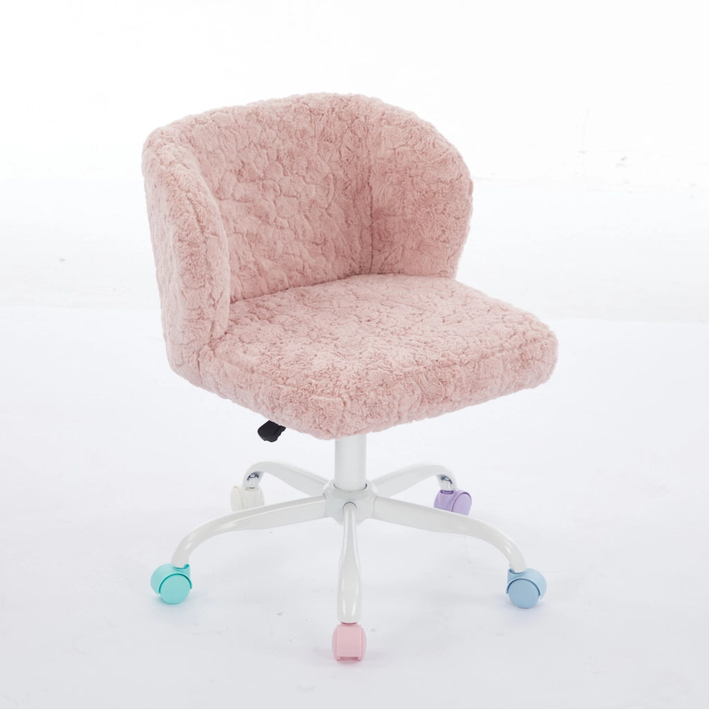 Sedia da Ufficio Imbottita Girevole con Ruote ¨C MINIMAL ¨C Rosa, Velluto, Altezza Regolabile