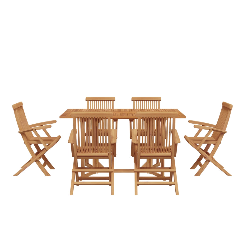 Set da pranzo da giardino in 7 pezzi in legno massello di teak