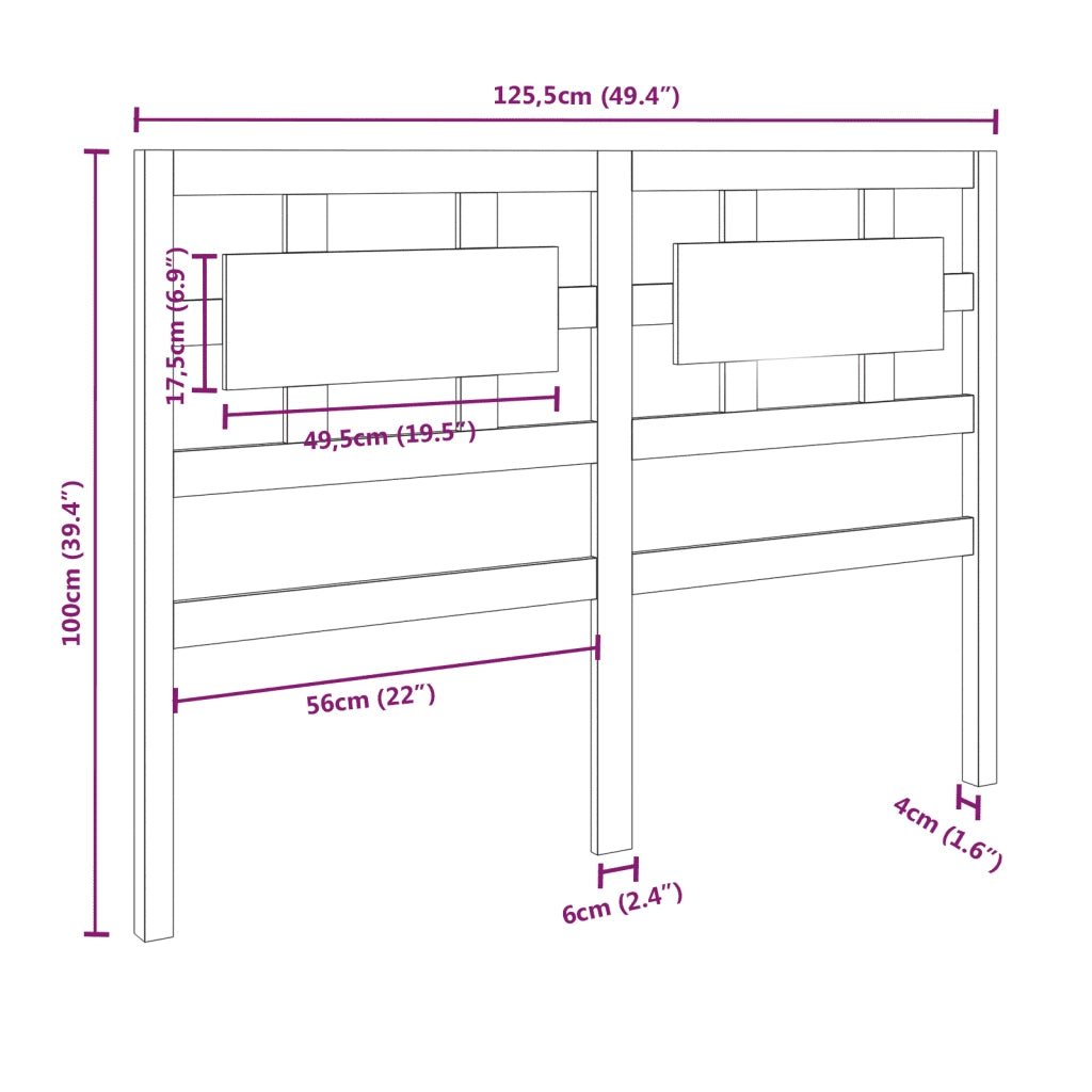 Testiera | Testata per Letto ambra 125,5x4x100 cm Legno Massello di Pino
