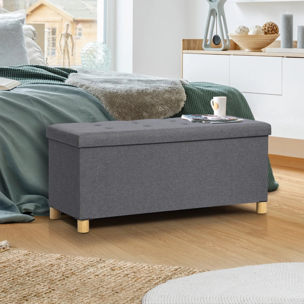 IDMarket - Panca contenitore in tessuto grigio antracite100 cm