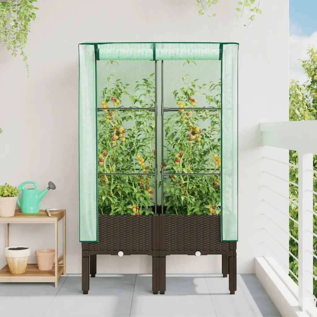 vidaXL Letto Rialzato con Copertura Serra Effetto Rattan 80x40x140 cm