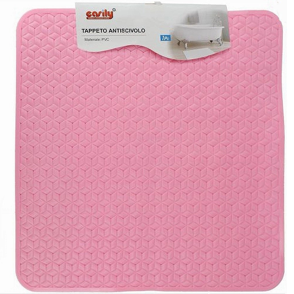 Trade Shop - Tappeto Tappetino In Pvc Rosa Antiscivolo Vasca Da Bagno Doccia 51 X 52 Cm 59637 -