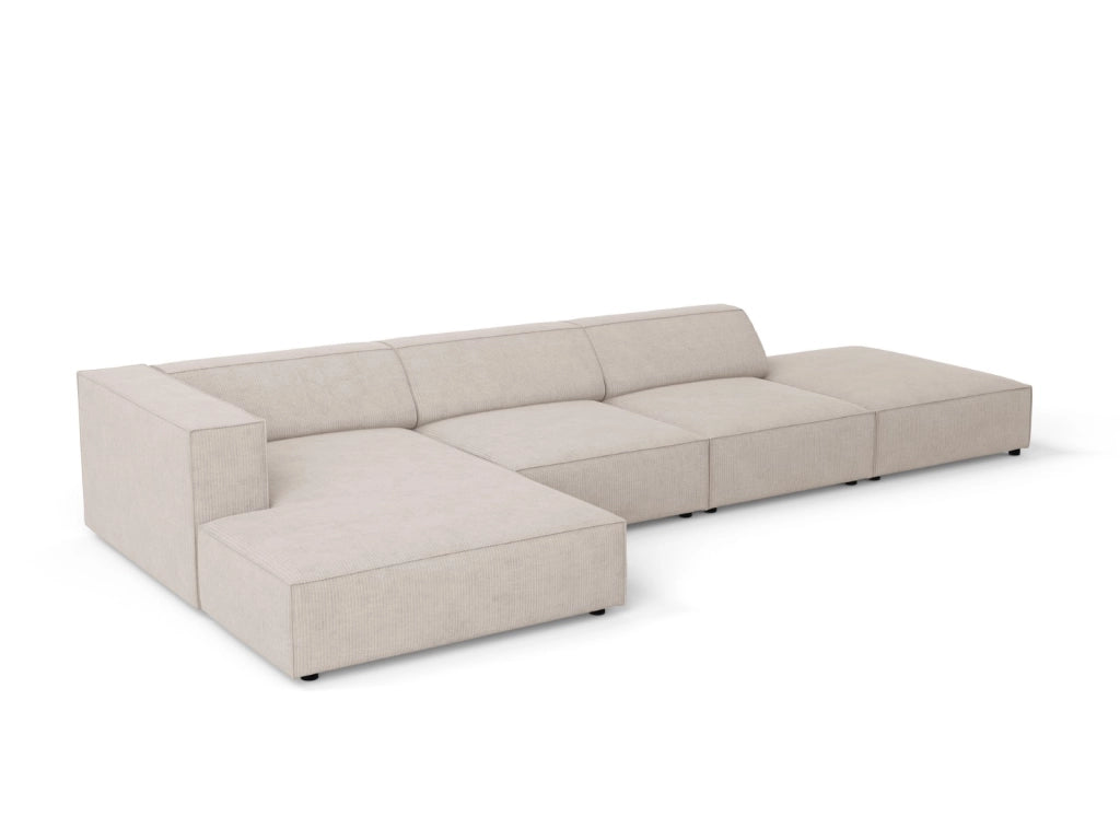 Cosmopolitan Design - Divano angolare sinistro "Arendal" 5 posti in ciniglia con effetto a coste beige scuro 