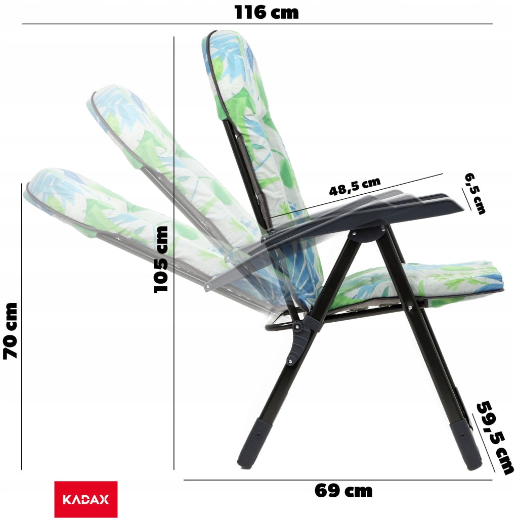 Sedia a sdraio da giardino KADAX, pieghevole, da spiaggia, regolabile, comoda, per turisti, da terrazza