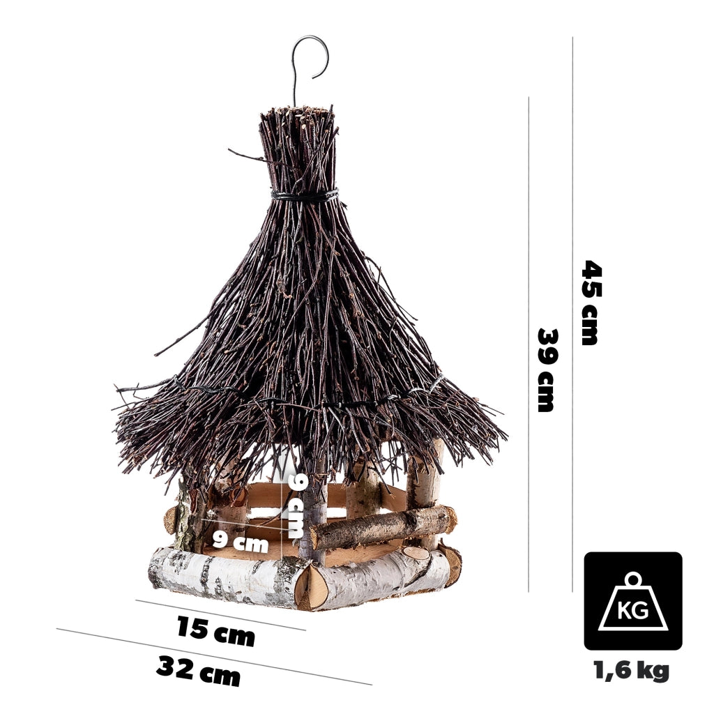 KADAX Grande XXL Mangiatoia per uccelli sospesa in legno di betulla di alta qualità, confezione regalo