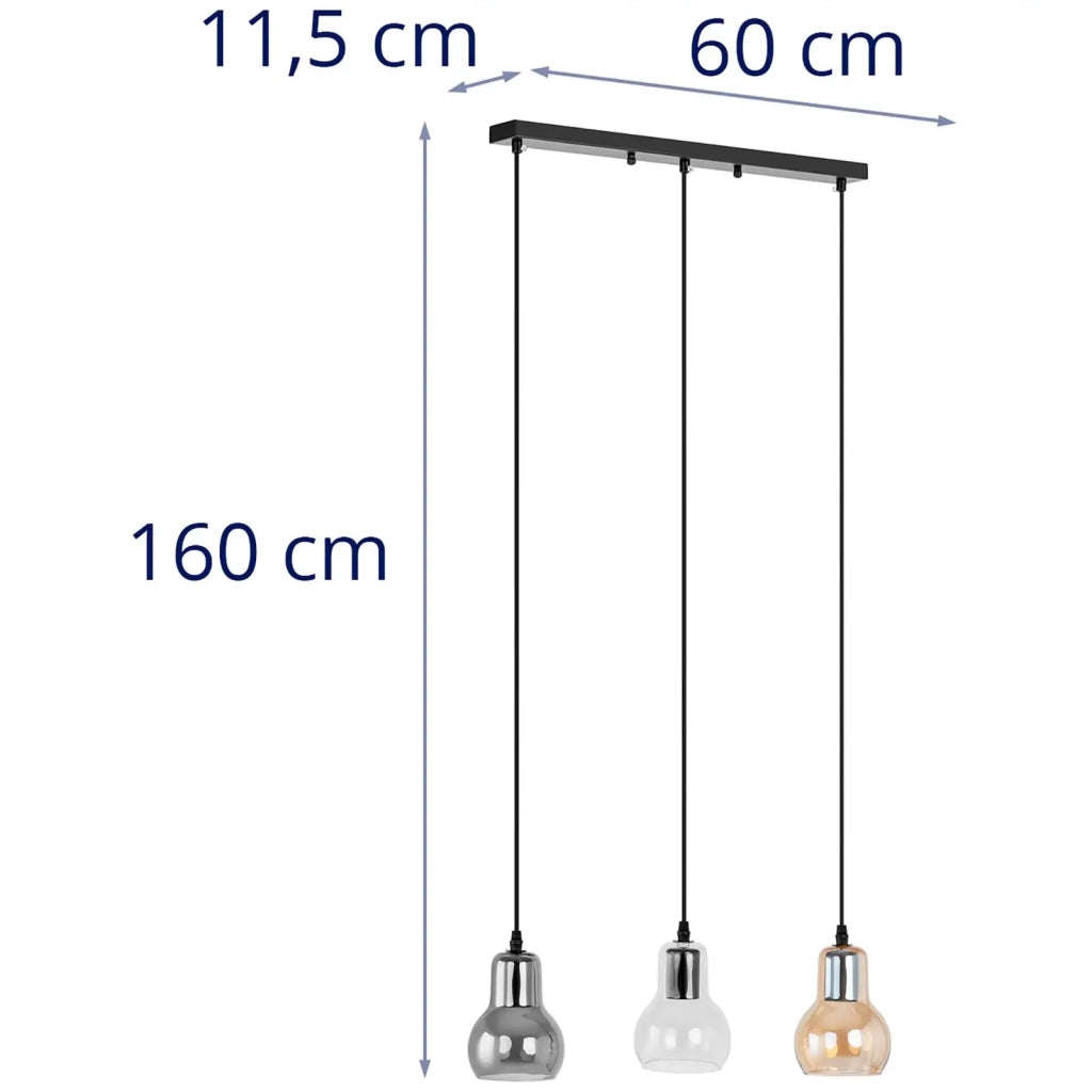 Plafoniera a campana a 3 luci in vetro fumé vetro ABS ferro ambra trasparente nero grigio argento metallizzato 14_0009519